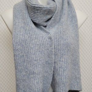 Dillard's NWT $78 ~ Mohair Merino Wool Blend Heathered Blue Long Scarf Pom-Pom